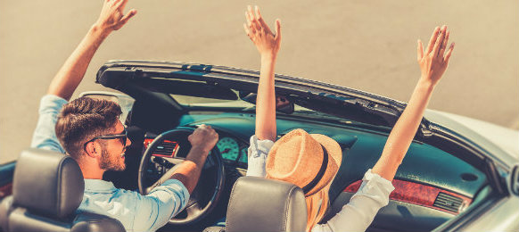 sweet couple on a road trip