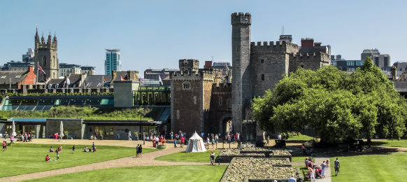 the grounds of Cardiff Castle in Wales