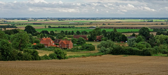 view from the Wolds across the Fens towards Boston, UK