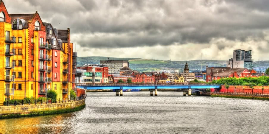 view of belfast over the river lagan