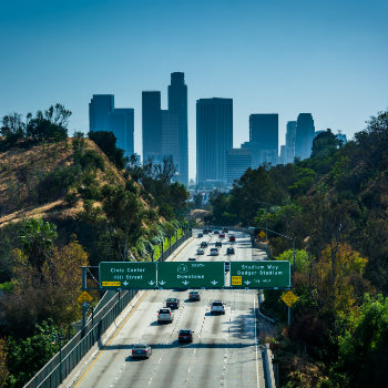 View of the 110 Freeway from Park Row drive bridge, Los Angeles