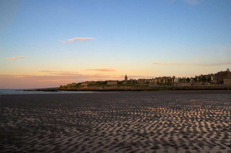 view of st andrews from west sands beach