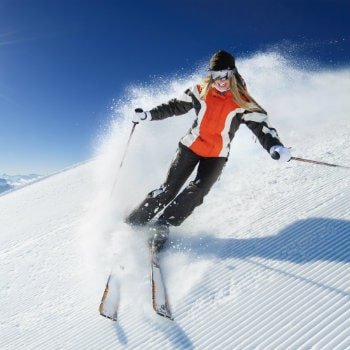 woman skiing in the mountain