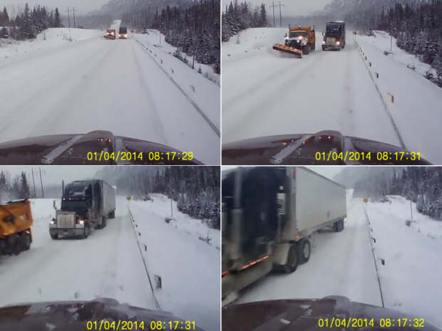 Dash cam truck accident close call