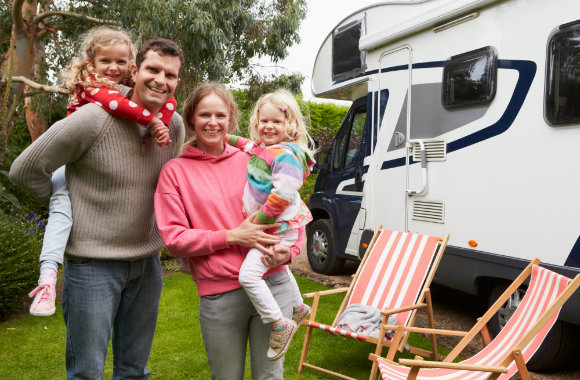 Family enjoying an RV holiday in the USA