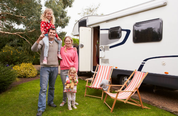 Family on a campervan holiday