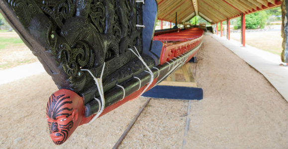 Restored ceremonial canoe