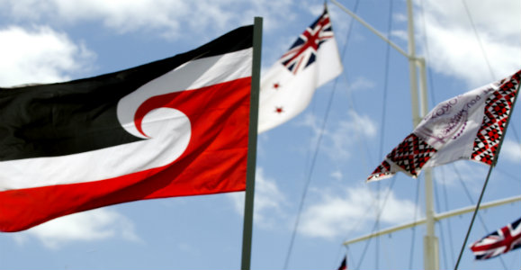 flags on Waitangi Day