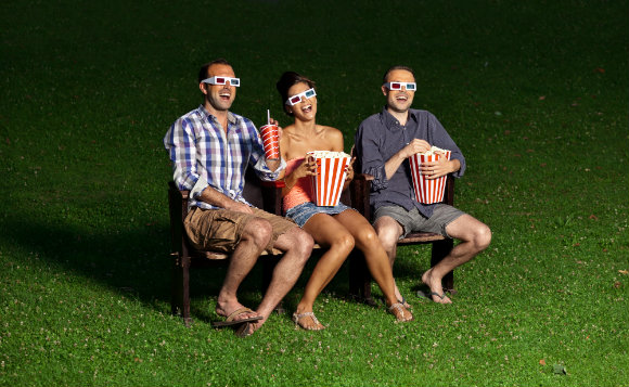 friends watching a funny movie