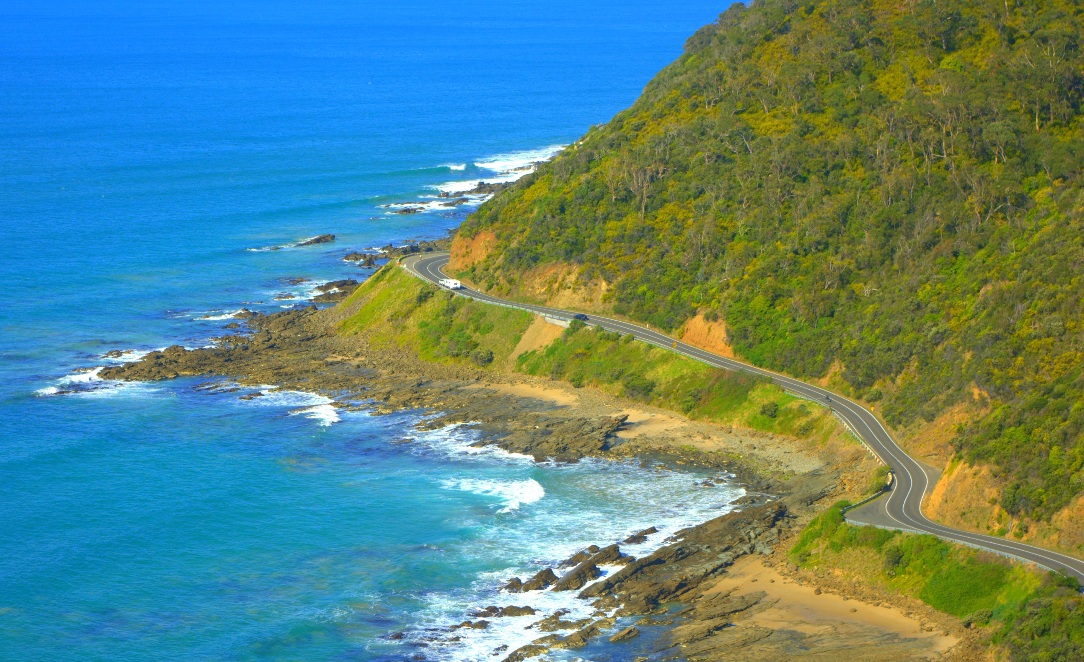 Driving along the stunning Great Ocean Road