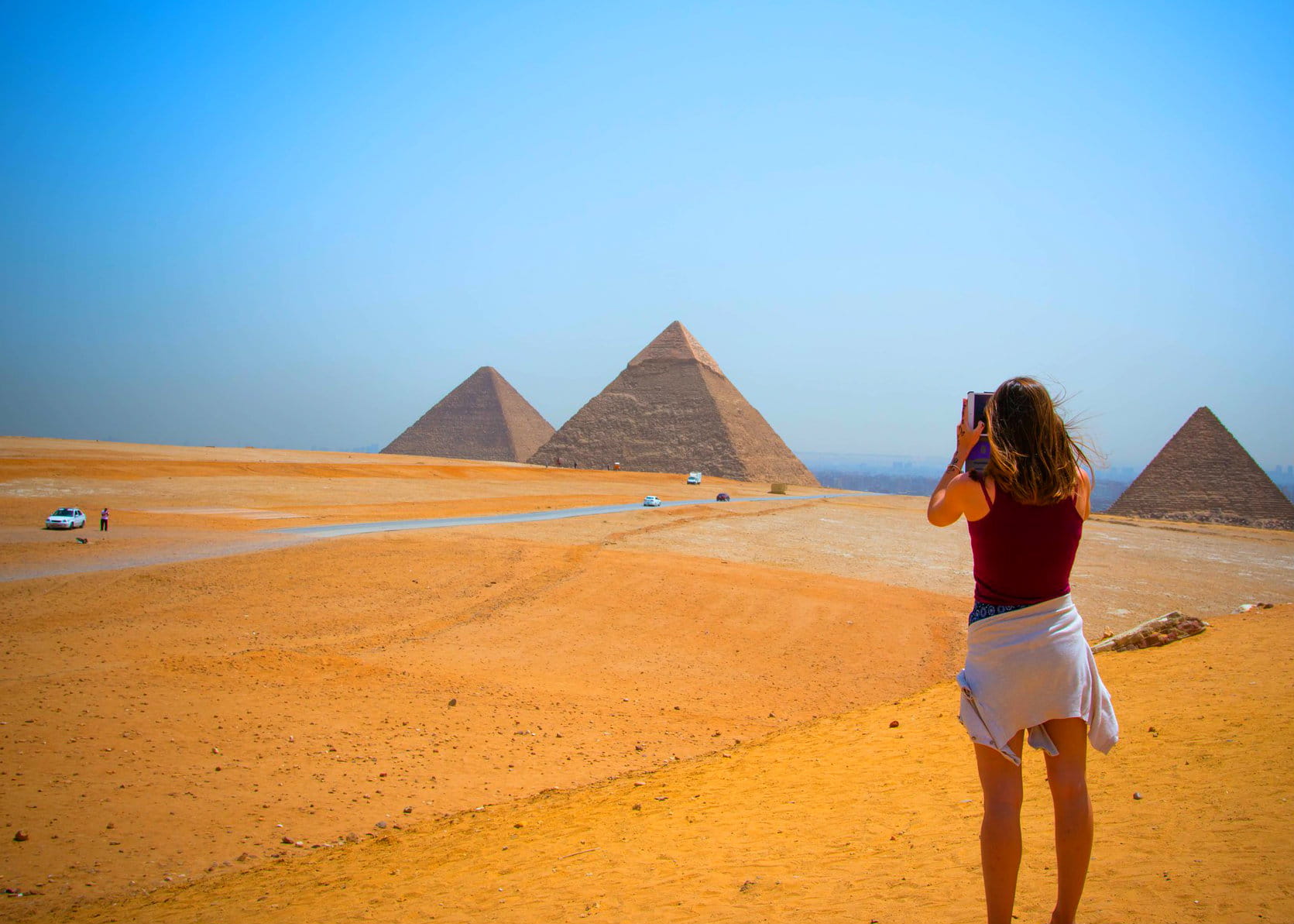 Capturing a photo of the iconic Pyramids