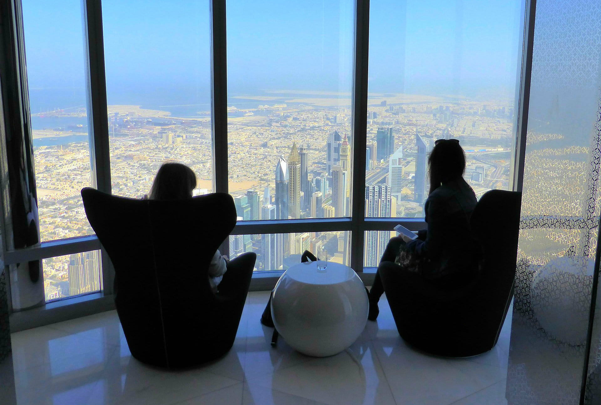 Marvelling at the view from the world's tallest building in Dubai