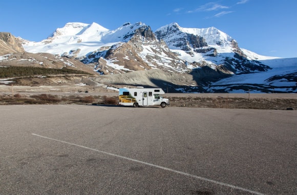 Campervan Parked Near Glacier