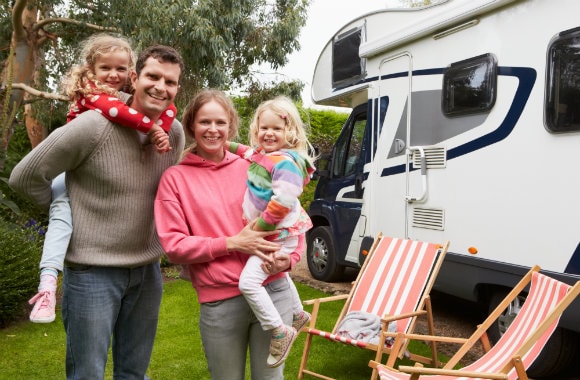 Family on a campervan holiday